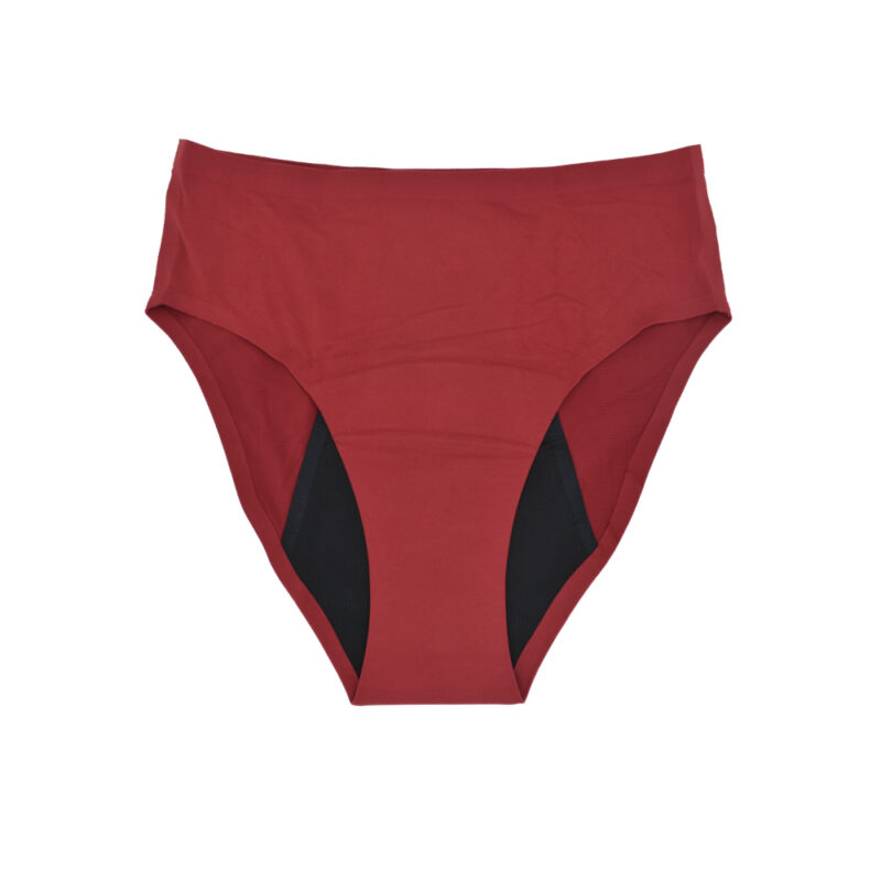 Bombacha Menstrual Tiro Alto, Color Rojo. ( Frente )