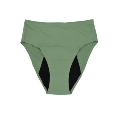 Bombacha Menstrual Tiro Alto, Color Verde. ( Frente )